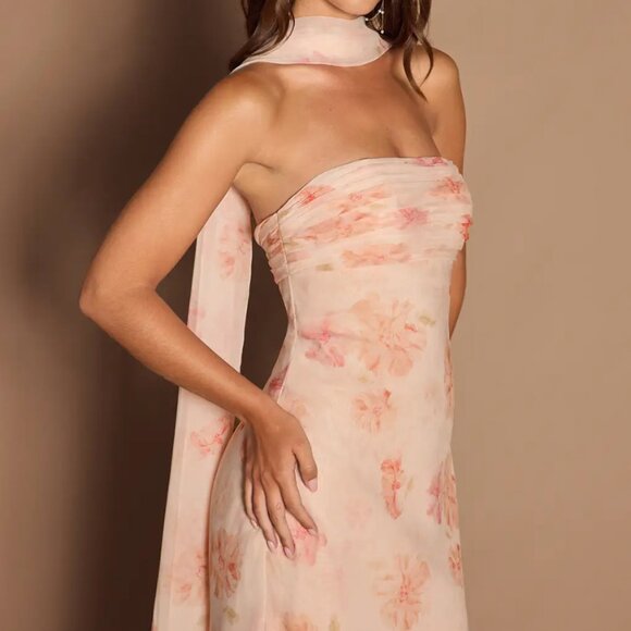Azazie Atelier Maxi Dress - Pink Floral - Picture 2 of 7